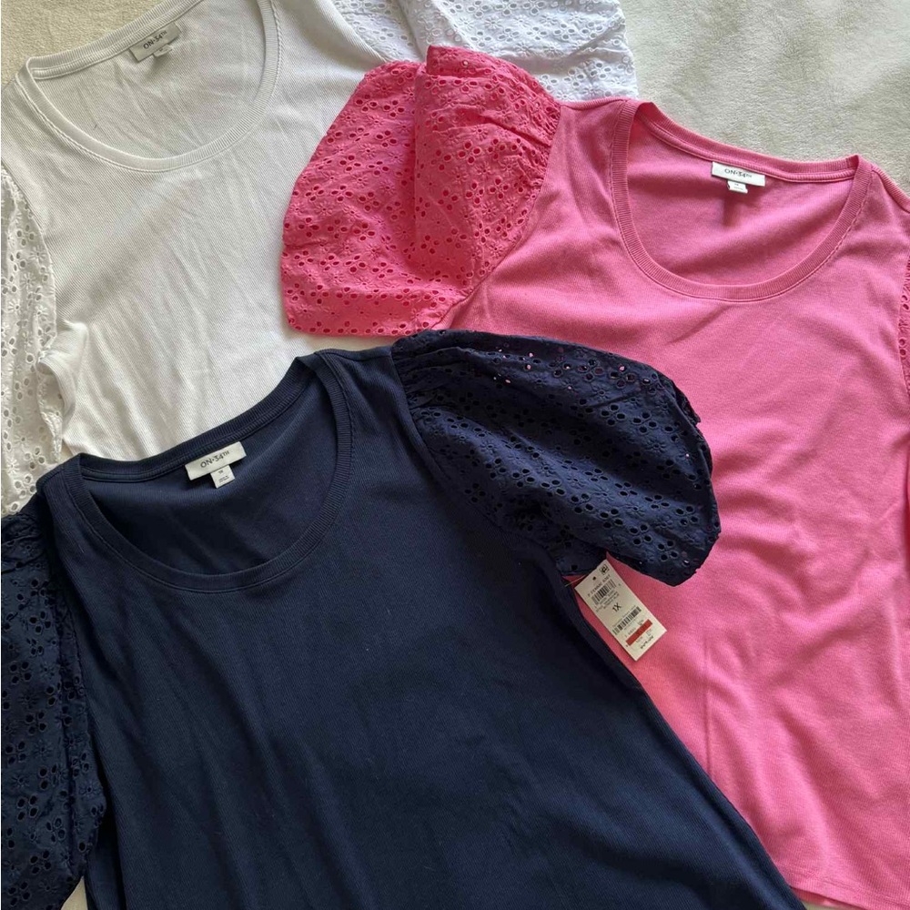 Set of Four Eyelet Sleeve Tops On 34th size 1X